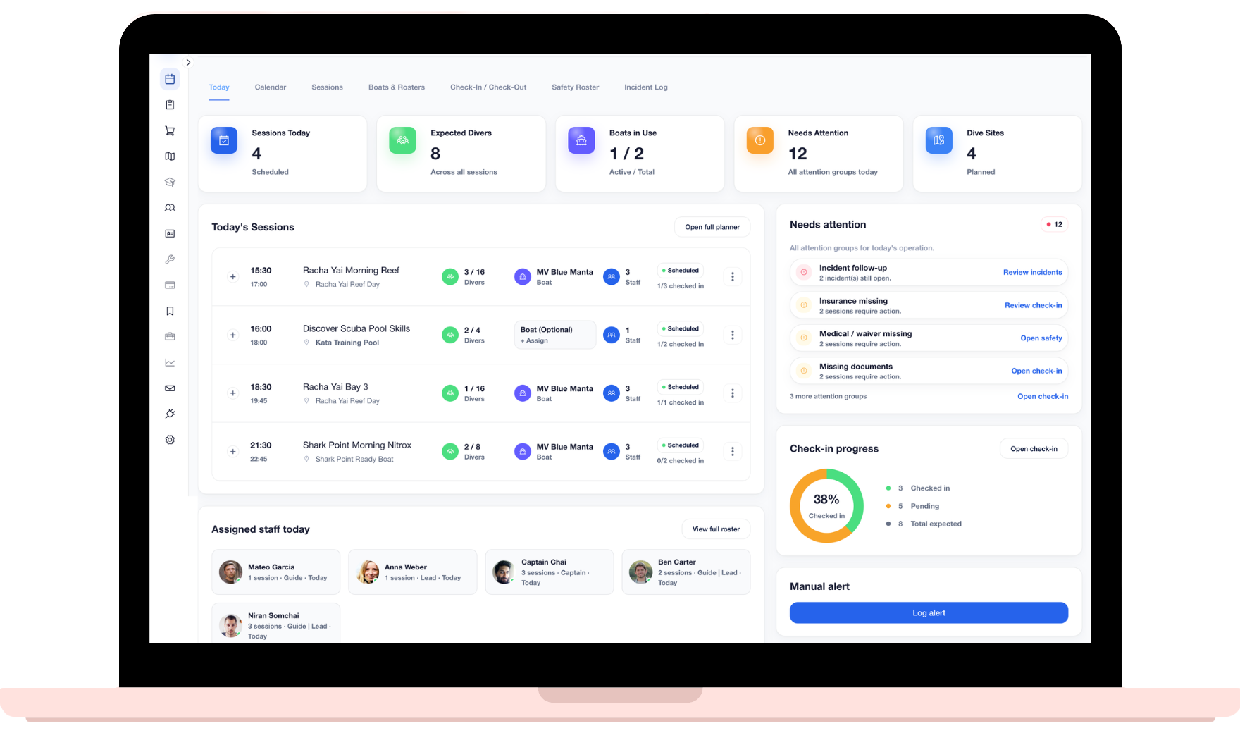 Diving.Software operations interface across desktop and mobile
